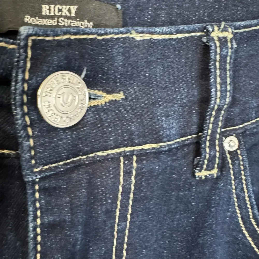 True Religion Ricky SN Relaxed Straight Jean Stitched Stretch Men's 36